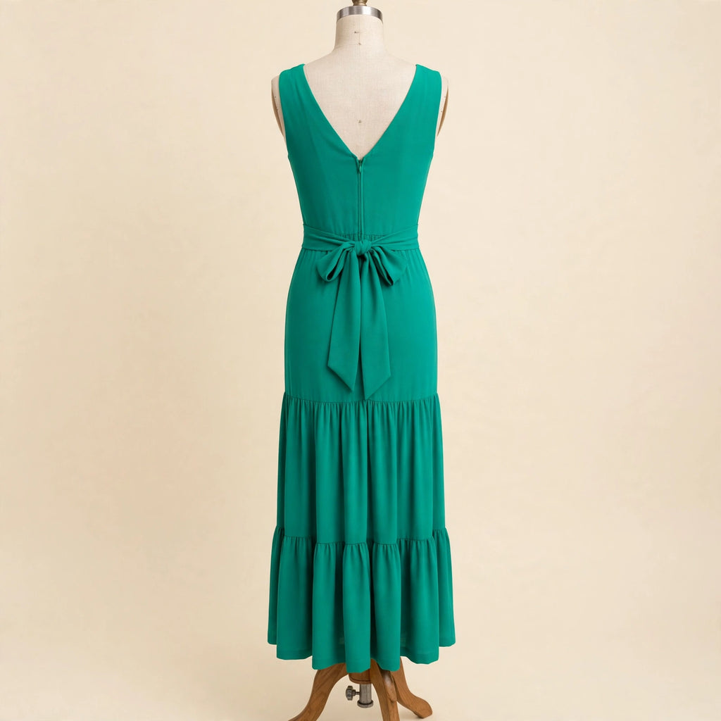 Lilly Pulitzer Emerald Green Sleeveless V-Neck Tiered Maxi Dress - Size 10