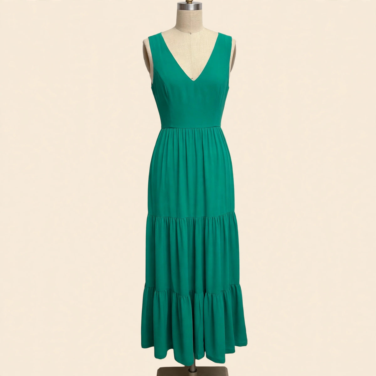 Lilly Pulitzer Emerald Green Sleeveless V-Neck Tiered Maxi Dress - Size 10