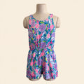 Lilly Pulitzer Girls Tropical Print Romper - Size 12-14