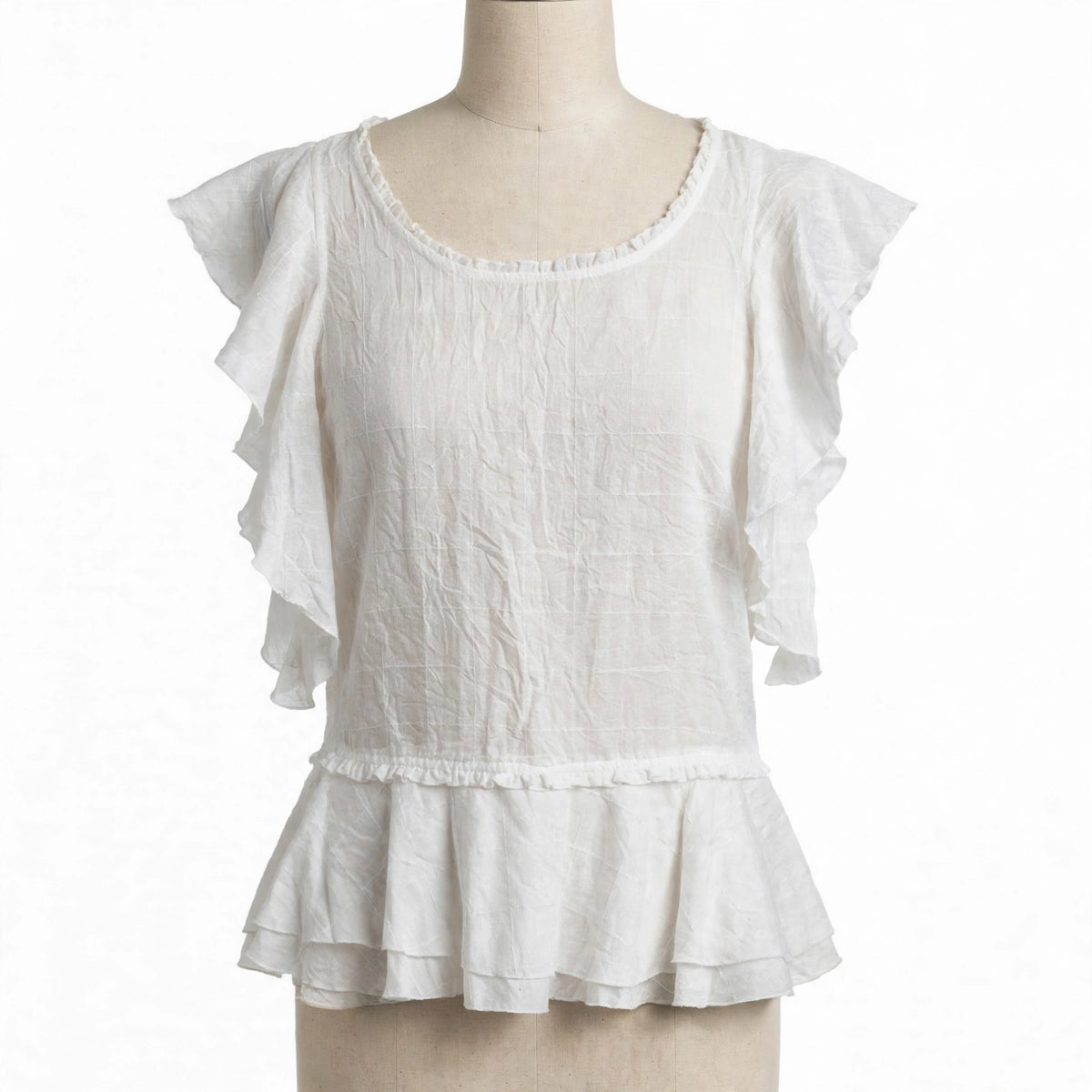 Liverpool White Ruffle Tiered Top - Size XS