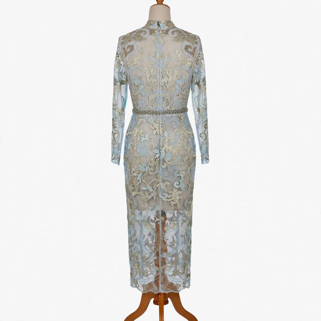 On a dress form