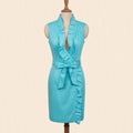 Elizabeth McKay Turquoise Ruffle Wrap Dress - Size 10