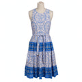 Pinch Blue Paisley Tiered Belted Midi Dress - Size S