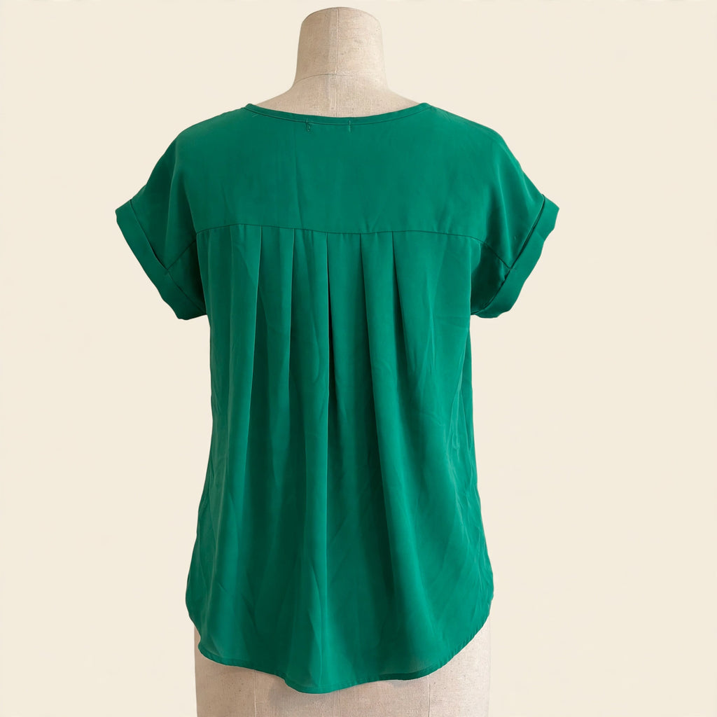 Pleione Emerald Green Short Sleeve Blouse, Size M