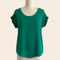 Pleione Emerald Green Short Sleeve Blouse, Size M