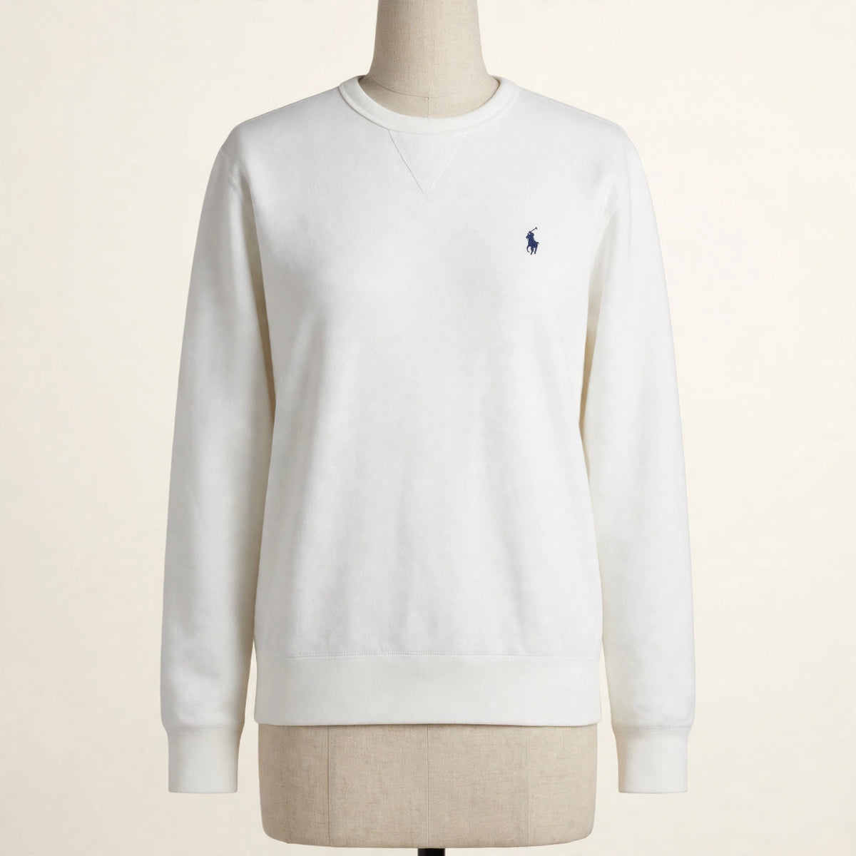 Polo Ralph Lauren White Fleece Crewneck Sweatshirt - Size M