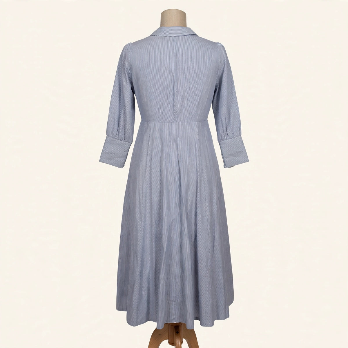 Pomander Place Blue Stripe Button-Front Maxi Shirtdress - Size M