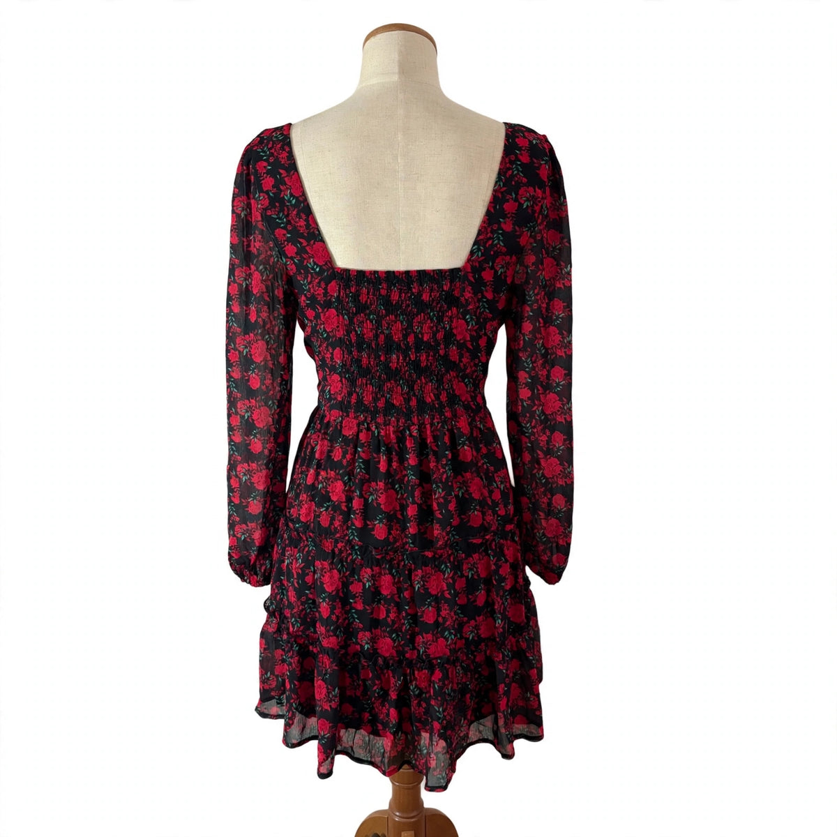 On a dress form