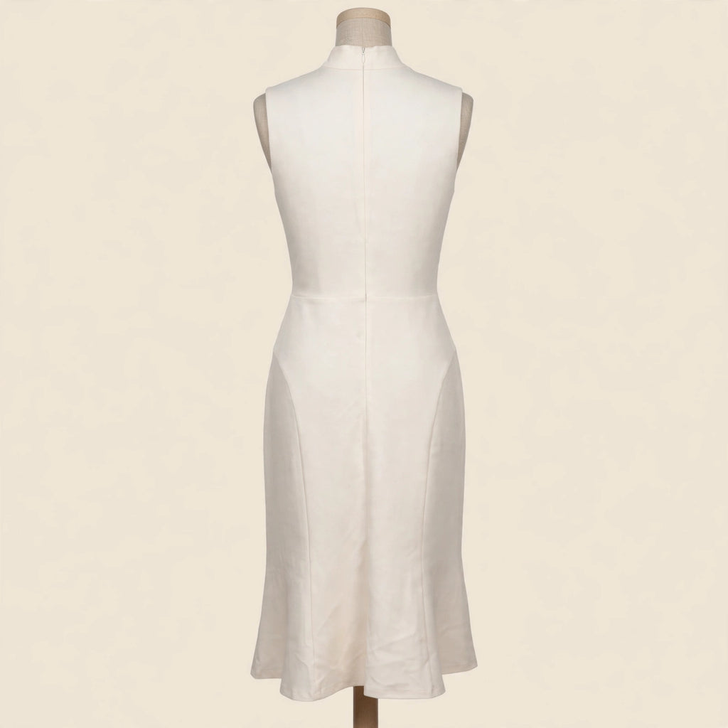 Shoshanna Ivory Sleeveless Draped Mock Neck Midi Dress - Size 10