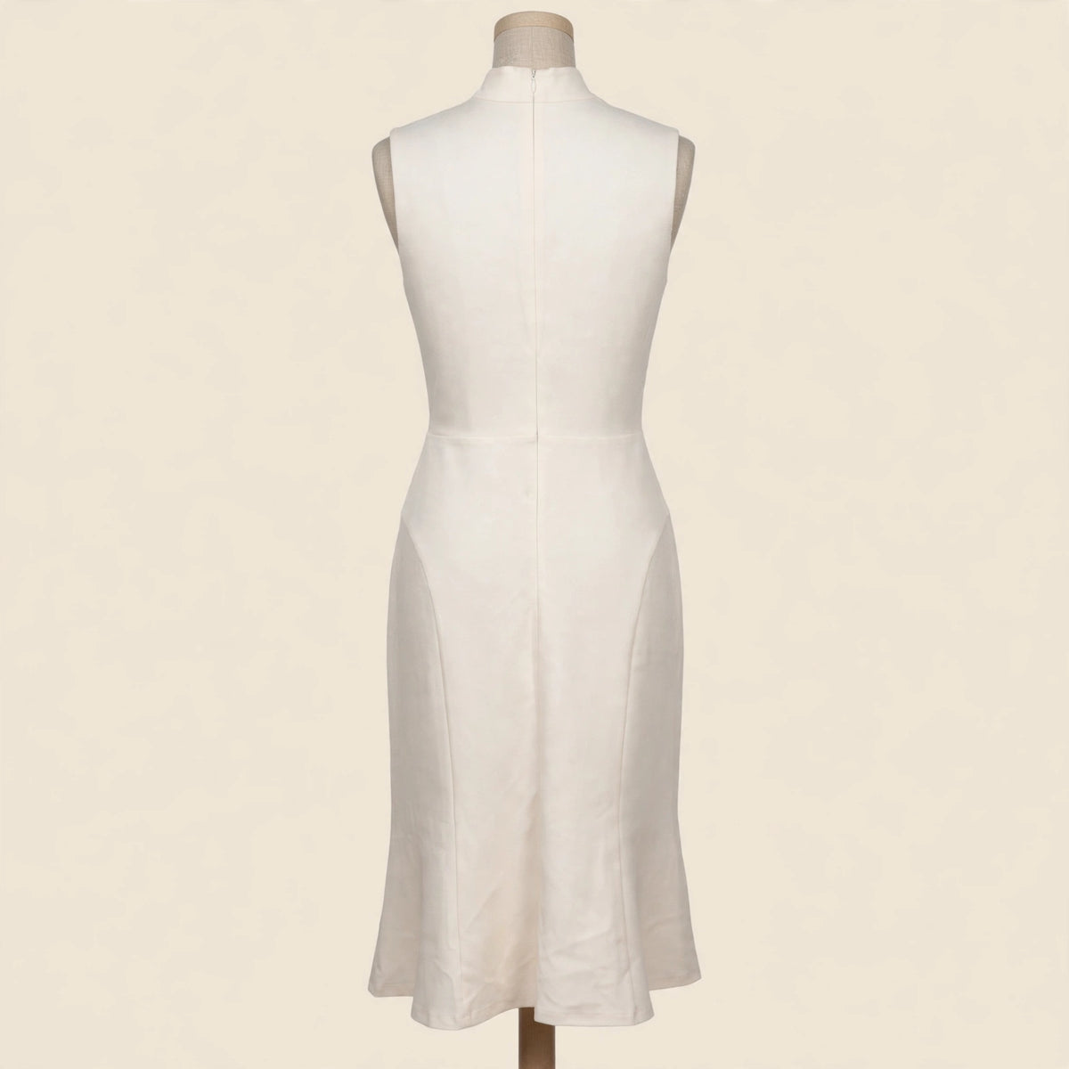 Shoshanna Ivory Sleeveless Draped Mock Neck Midi Dress - Size 10