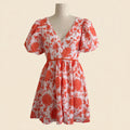 Showpo Orange Floral Puff Sleeve Cutout Mini Dress - Size US 6