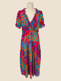 Multicolor Swirl Print Ruffle Tiered Maxi Dress