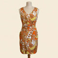 Tahari Arthur S. Levine Orange & Yellow Retro Print Sheath Dress - Size 14