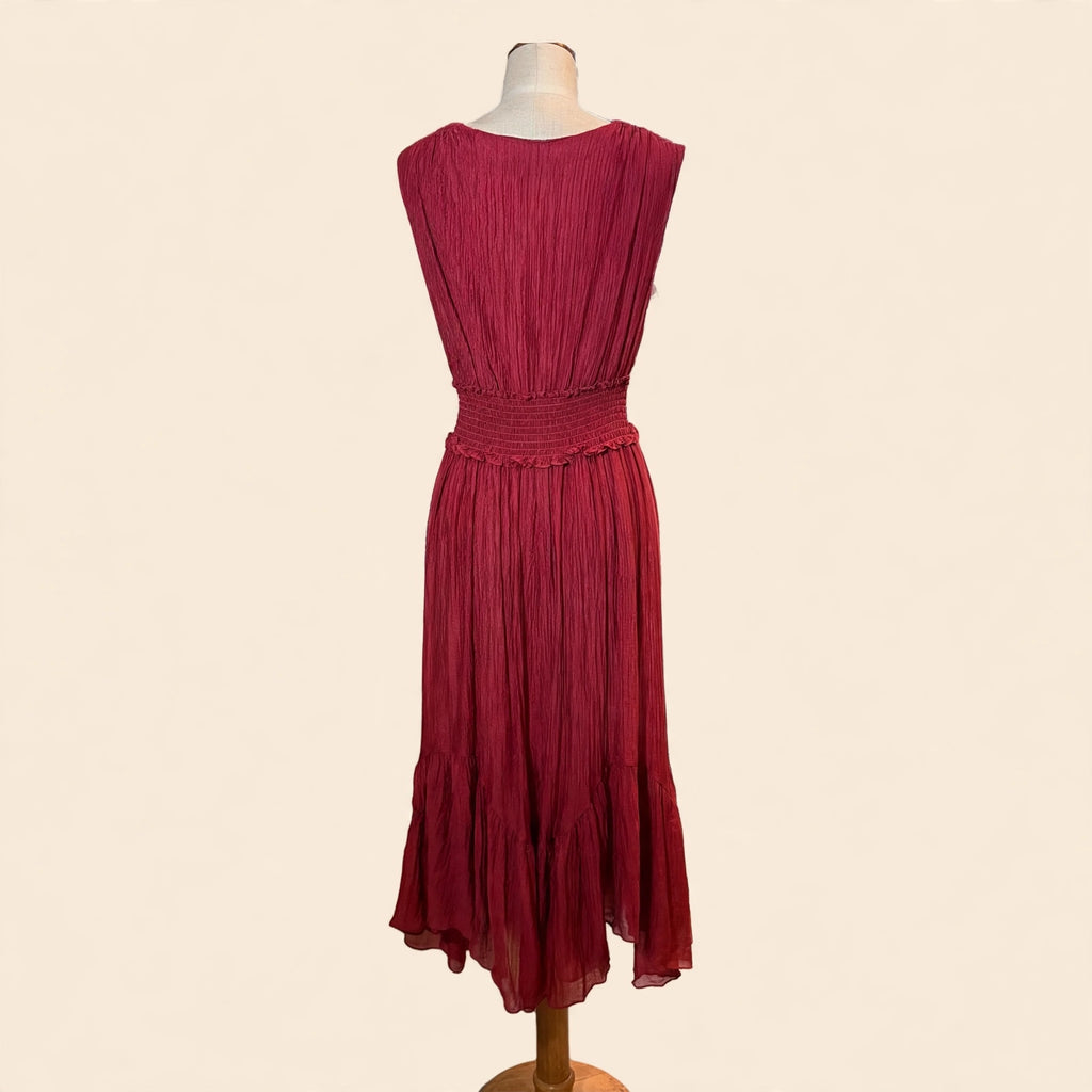 Taylor Red Smocked Maxi Dress - Size S