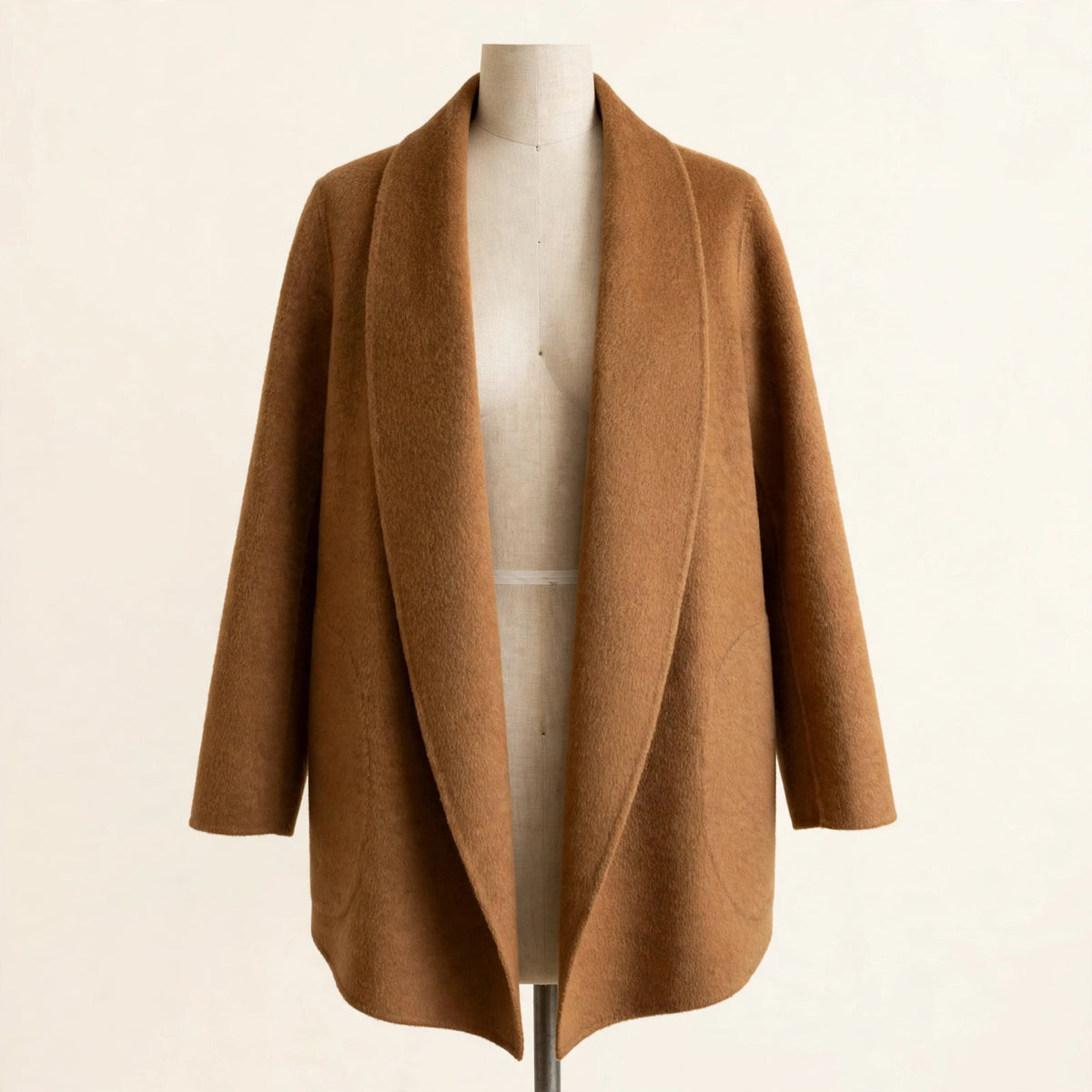 Theory Sileena Camel Wool Cashmere Shawl Coat - Size M