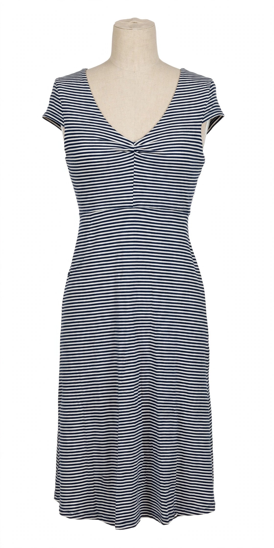 Toad&Co Navy & White Striped Cap-Sleeve Dress - Size S