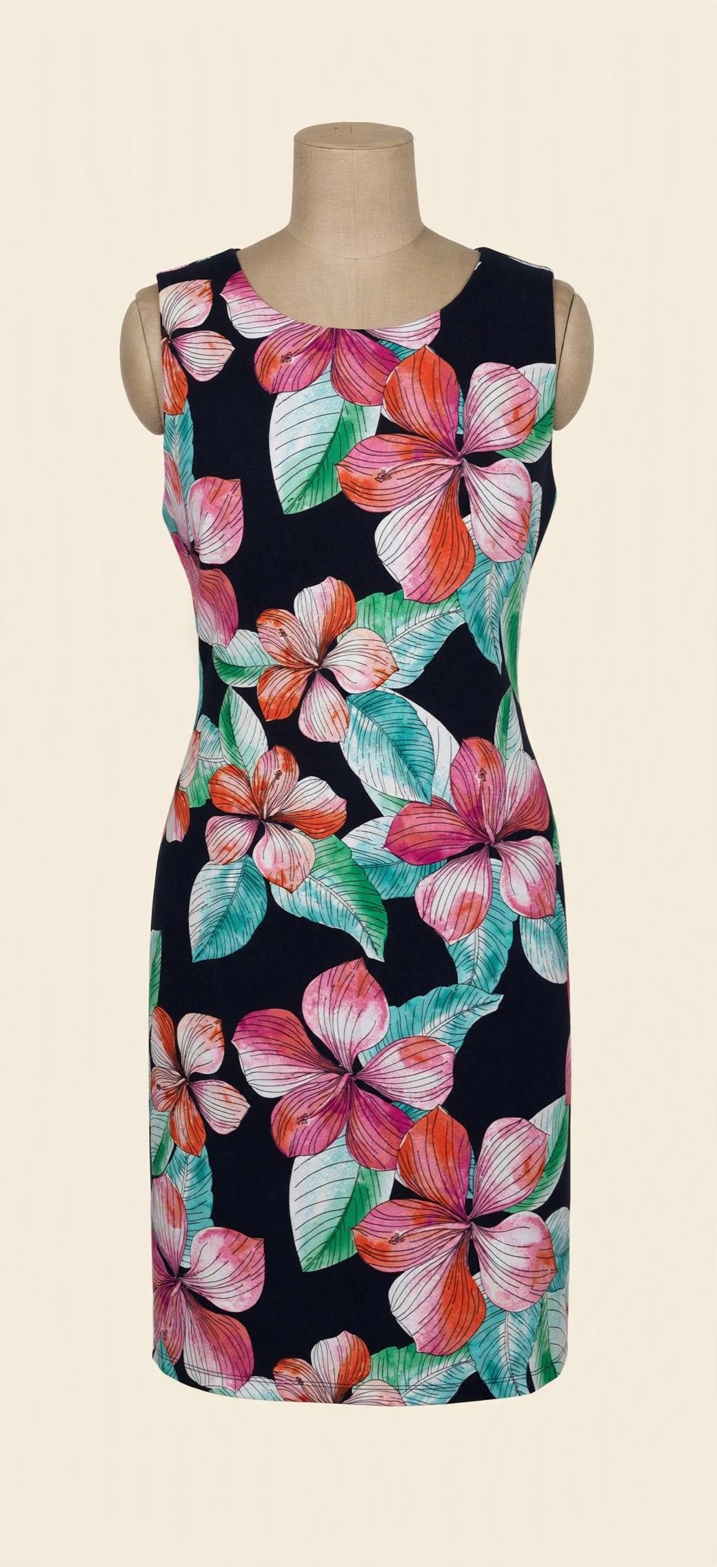 Tommy Hilfiger Navy Tropical Floral Sleeveless Dress - Size 14