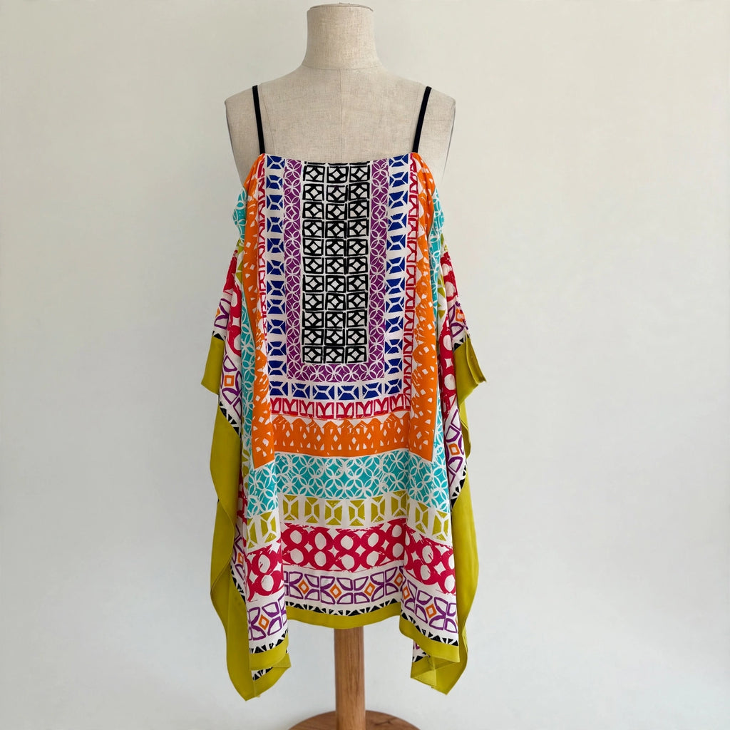Trina Turk geometric print dress on a dress form
