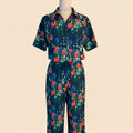 Tuckernuck Dark Teal Floral Pajama Set - Size M