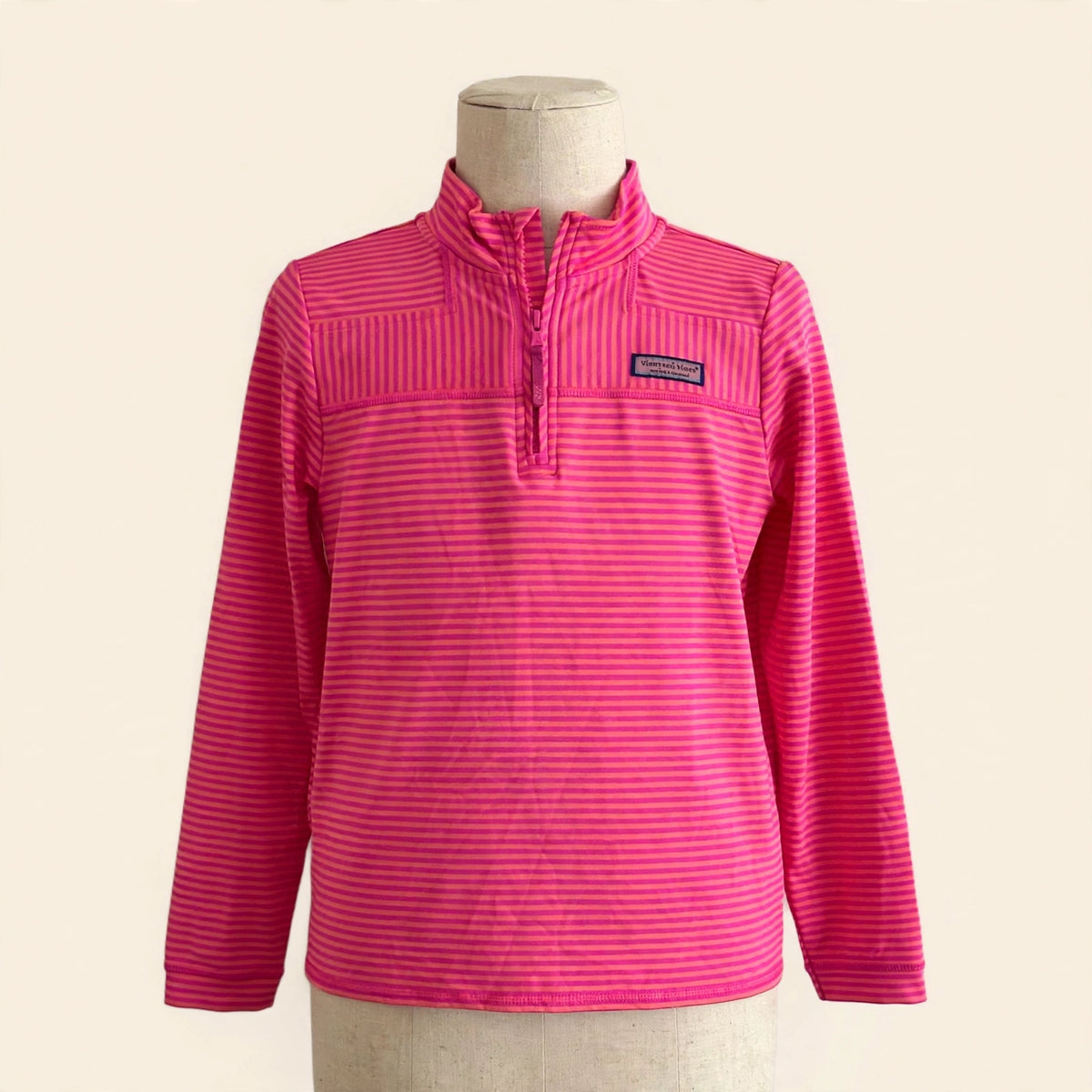 Vineyard Vines Girls Pink Stripe Shep Shirt - Size L (14)