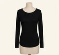 Neiman Marcus Black Long-Sleeve Scoop Neck Top - Size M