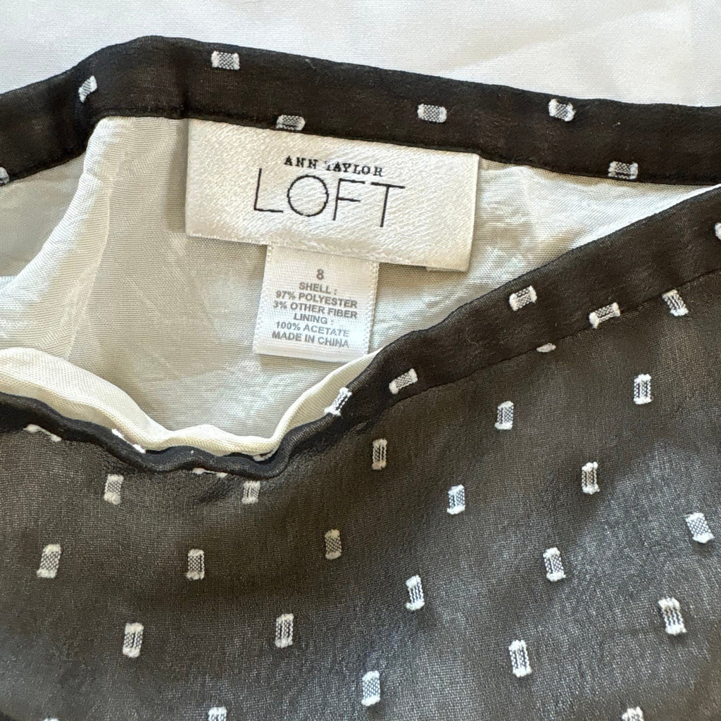 Ann Taylor LOFT Black Sheer Dotted Ruffle Hem Skirt - Size 8