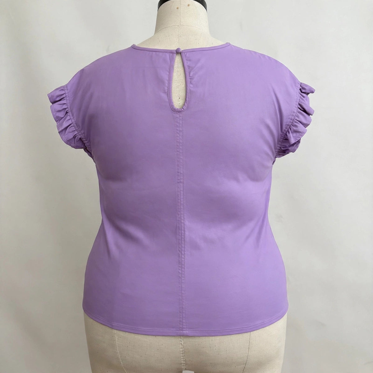 THML Lavender Faux Leather Ruffle Sleeve Top - Size XL